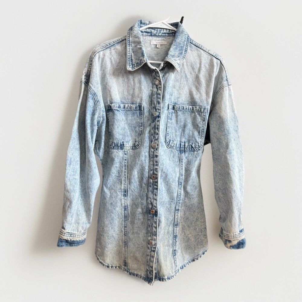 Veveret Denim Jacket Blue Acid-washed Sz Large Cinch Waist